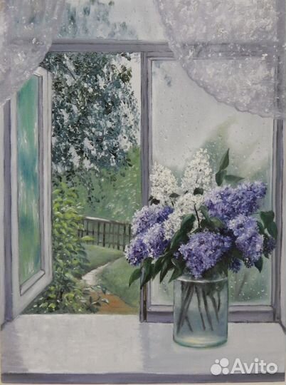 Картины маслом,сирень,цветы