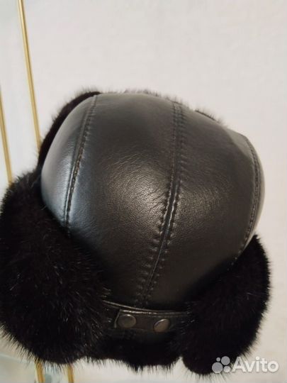 Мужская зимняя шапка из натуральной кожи и меха