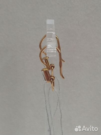 Золотые детские серьги с фианитами на французской