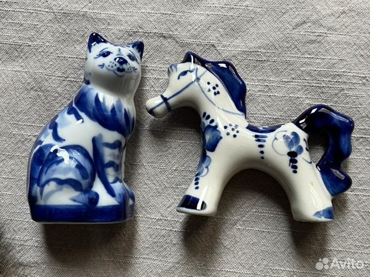 Гжель Лошадь, Кошка, Щенок