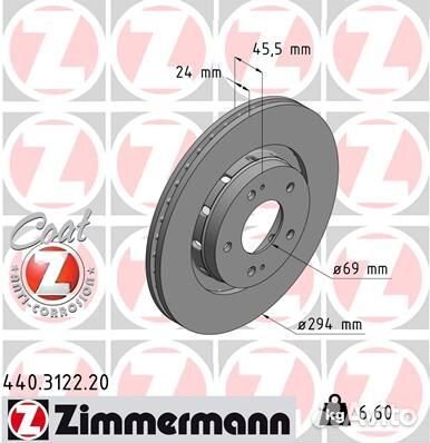 Диск тормозной передний zimmermann, 440312220