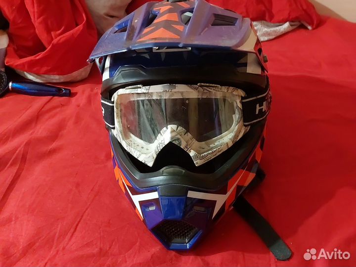 Мото шлем очки и перчатки для питбайка