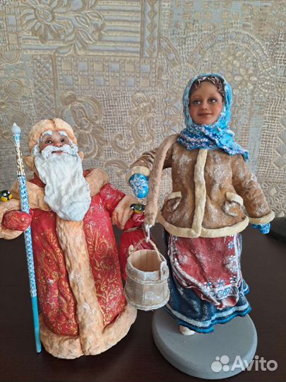 Ватные игрушки. Дед мороз и баба