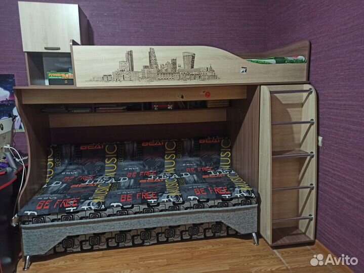 Двухъярусная кровать с диваном бу
