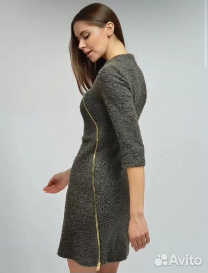 Тёмно-серое женское платье с молнией 42