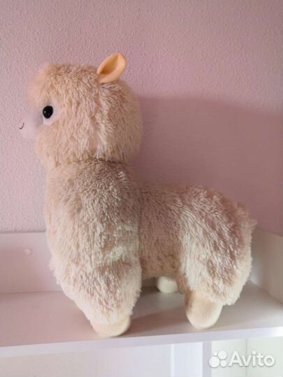 Мягкая игрушка белая лама альпака 45см