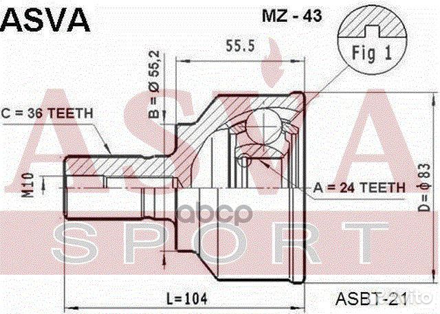 ШРУС наружный mazda 3 36x24x55 MZ43 asva