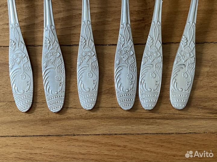 Старинные чайные ложки пламя мнц Глубокое серебрен