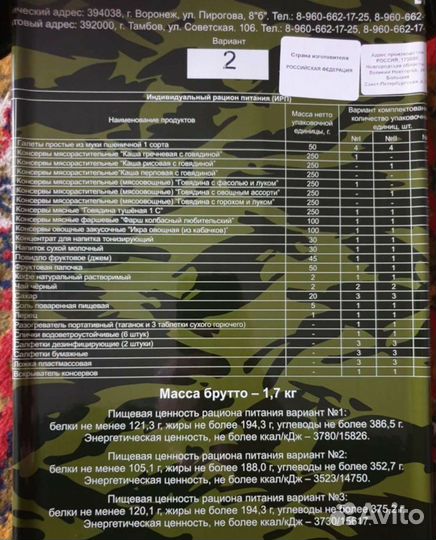 Сухпаек ирп