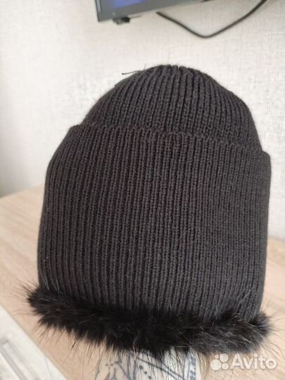 Шапка норковая женская вязаная