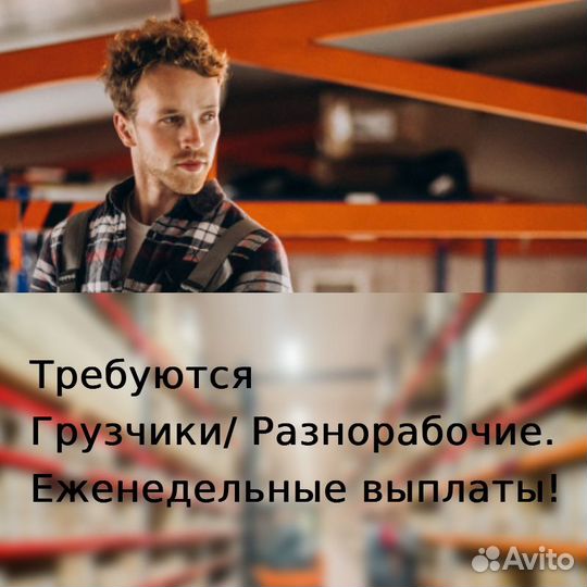 Грузчики Разнорабочие. Еженедельные выплаты
