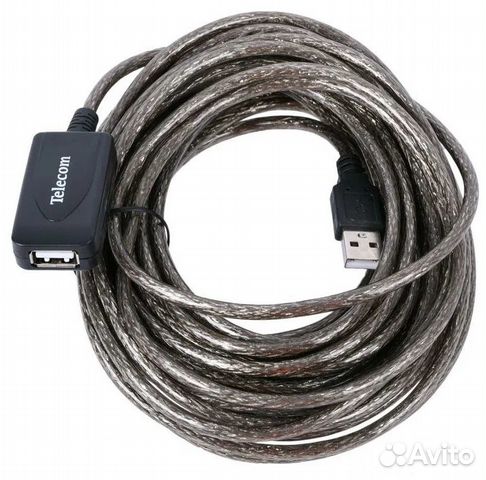 Кабель удлинительный USB2.0 AA 10м Telecom