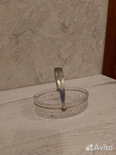 Хрустальная конфетница в мельхиоровой оправе СССР