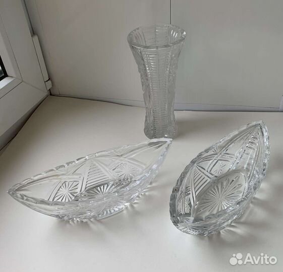 Конфетница и ваза хрустальные