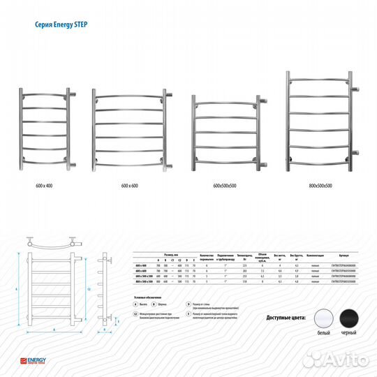 Полотенцесушитель Energy Step 600х400 черный