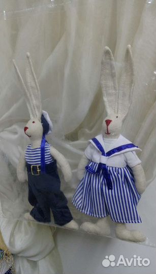 Авторские льняные зайцы ручной работы