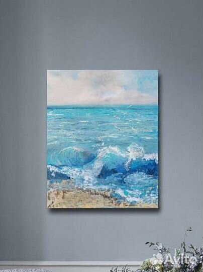 Картина море. Волна. Холст, масло 63х50