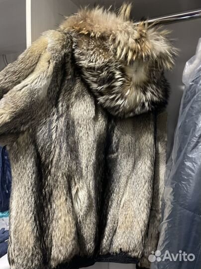 Шуба мужская из меха волка