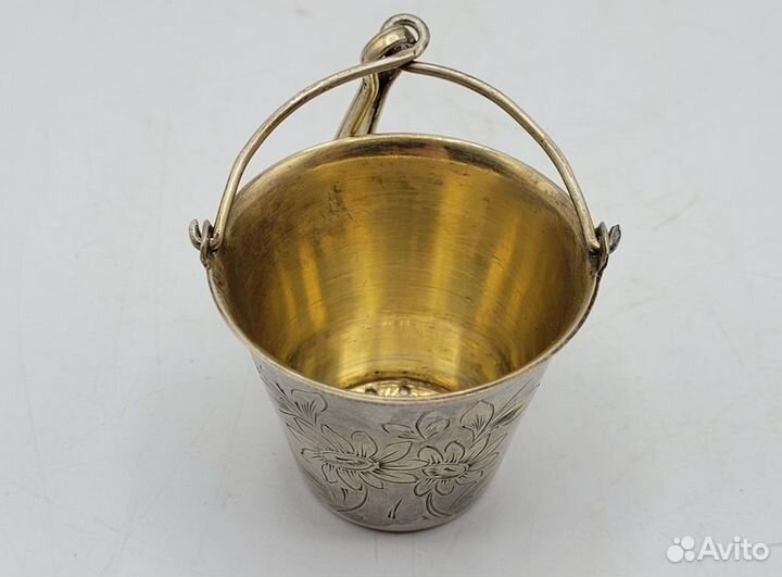 Ситечко для чая мельхиор позолота штихель Цветы