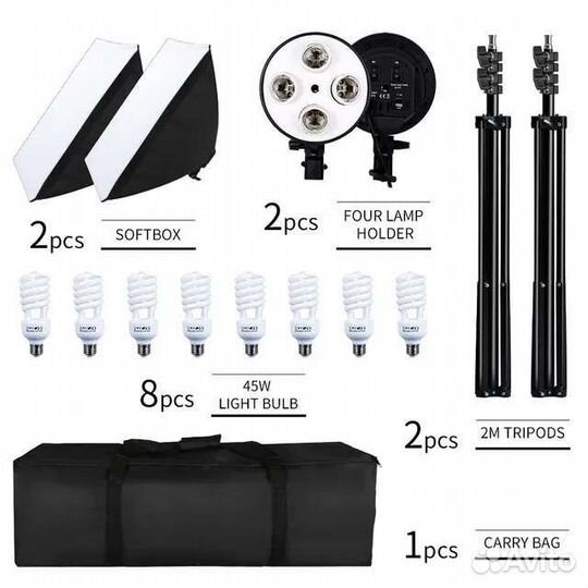 Свет для съемки, два софтбокса с лампами по 135W