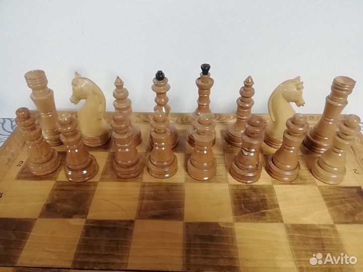 Большие шахматы СССР ручная работа Дуб