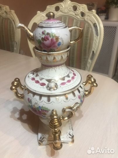 Самовар фарфоровый гжель