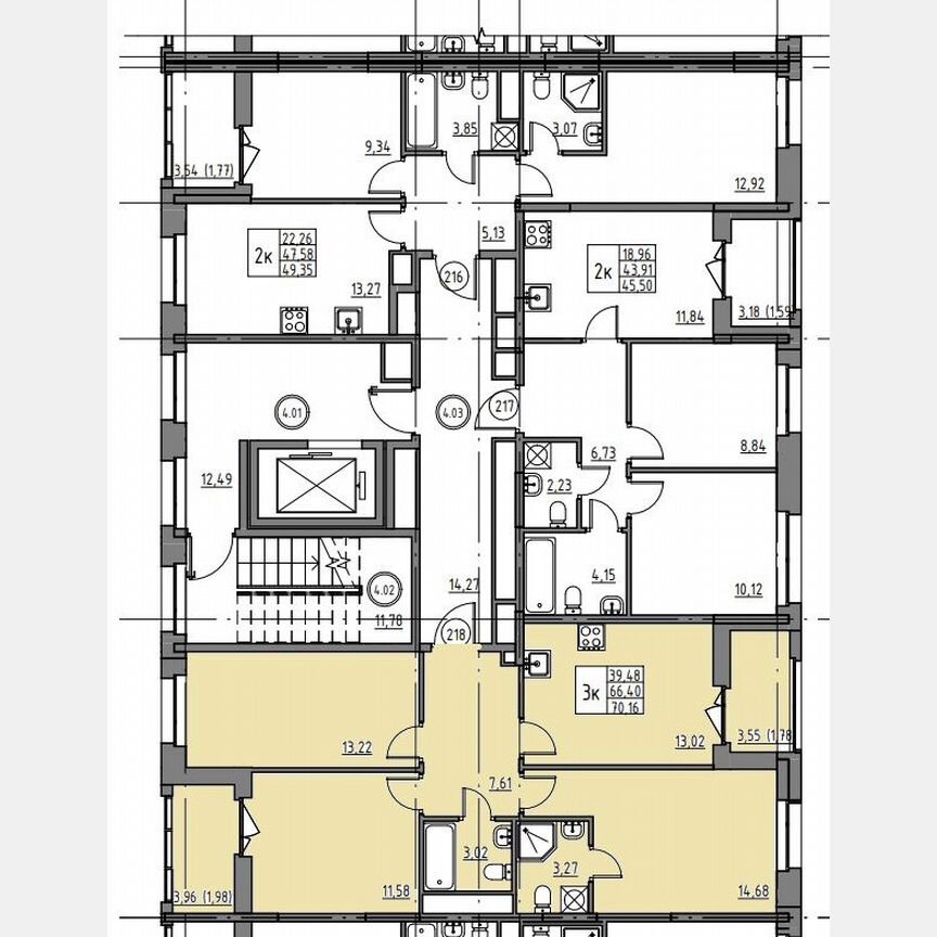 3-к. квартира, 70,2 м², 4/12 эт.