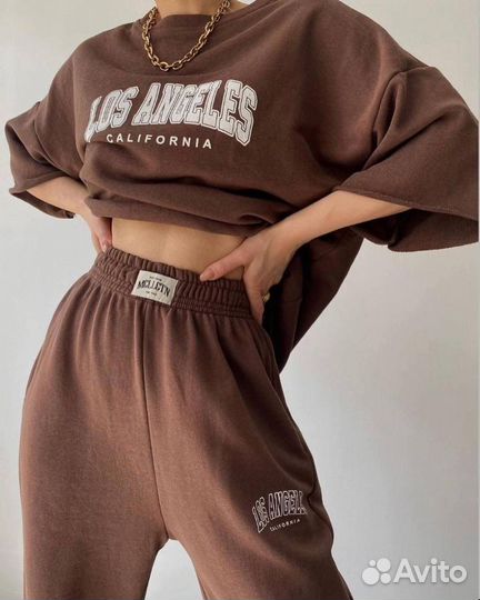 Женский спортивный костюм оверсайз с принтом LA