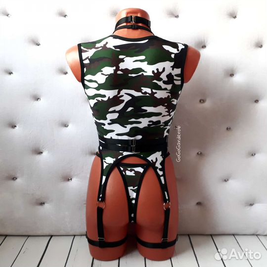 Костюм боди портупея для танцев, go-go, стриптиза