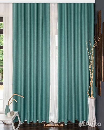 Шторы рогожка орфей бирюза новые на окна пошив