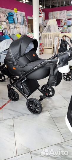 Коляска 2в1 3в1 Indigo Porto черная + муфта