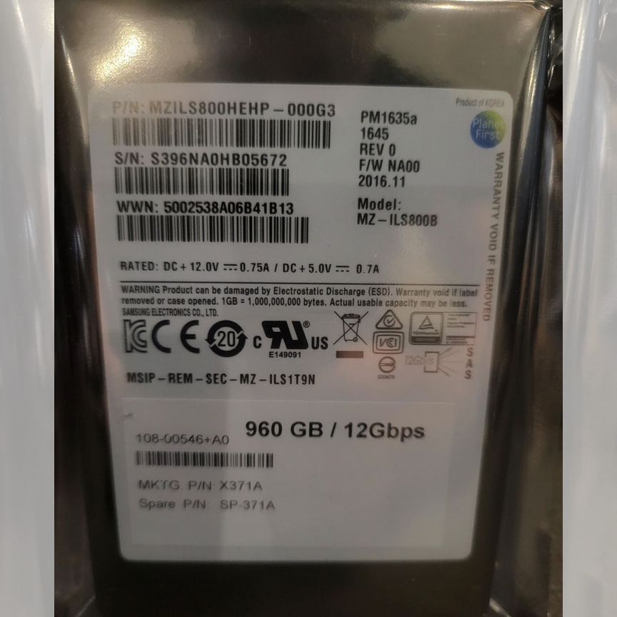 [PM1635A] Samsung 960gb Mzils800hehp-000g3 Netapp X3 Pm1635a