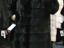 Шуба норковая черная с капюшоном 52 размер