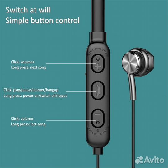 Беспр.Bluetooth стерео наушникии. Шейная гарнитура