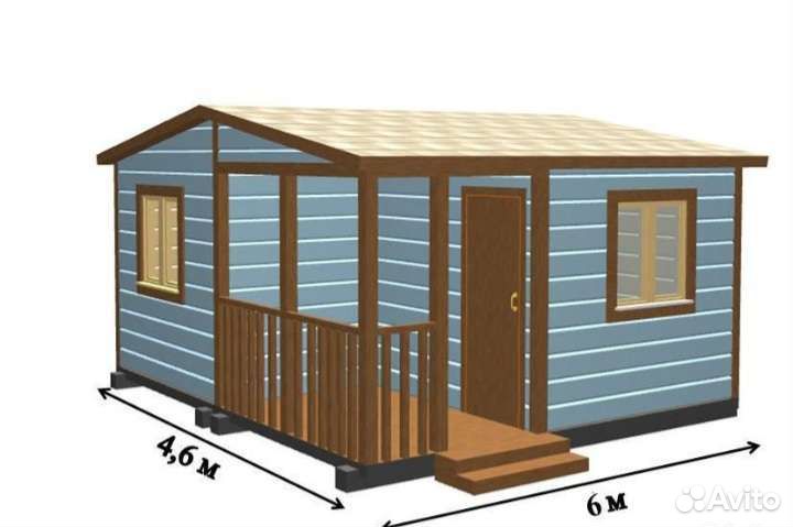 Садовый домик 6х4.6 с терассой с фундаментом