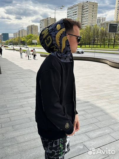 Зипка bape gold black Japan бэйп Золотой худи кофт