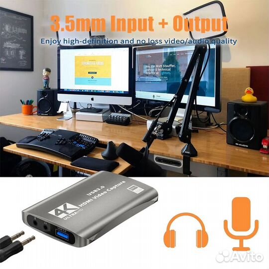 Карта видео захвата HD 60 4K USB type A / type C