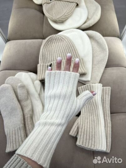Шапка кашемировая варежки