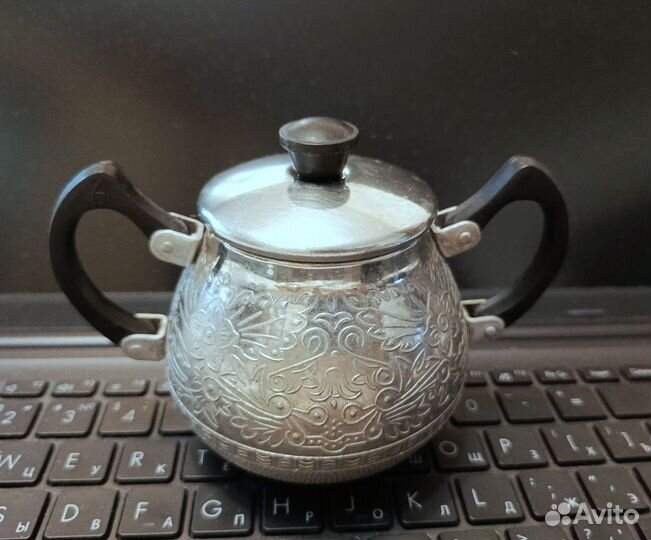 Сахарница СССР металл, с крышкой, гиз клеймо