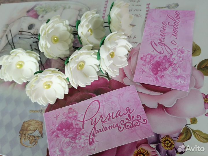 Шпильки для волос с цветами ручной работы