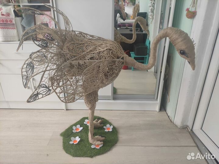 Страус из ждута ручной работы