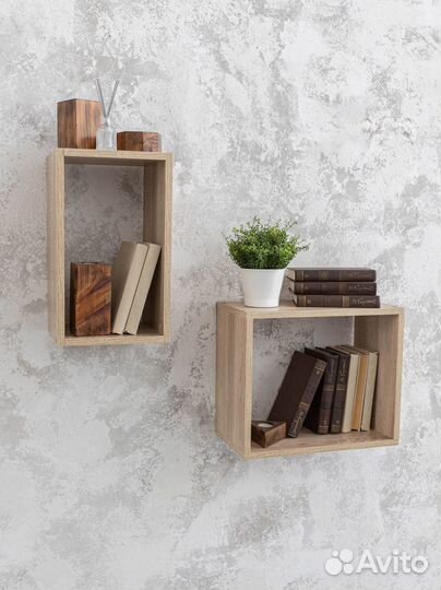 Настенные полки дуб сонома 2 шт