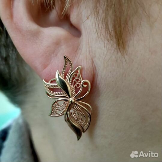 Серебряные серьги с золотым напылением