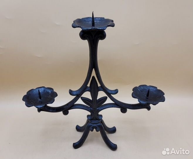 Подсвечник на 3 свечи ажурный Касли Куса 27*27 см