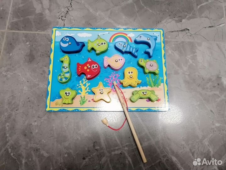 Игра магнитная рыбалка сортер деревянная