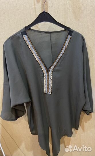 Блуза в стиле хиппи размер 50-52, цвет хаки