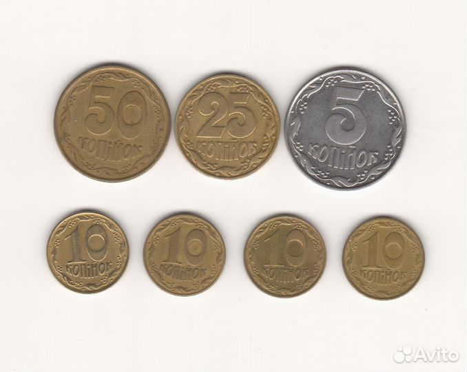 Монеты Украины, копейки 50, 25, 10, 5