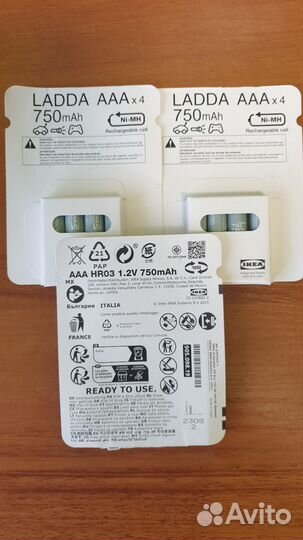 Аккумуляторные батарейки ladda IKEA ааа 750 м/ah