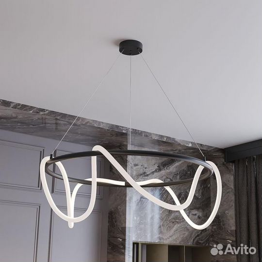 Люстра потолочная круглая дизайнерская. Гладкая