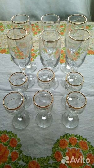 Набор фужеров для шампанского и водочных рюмок